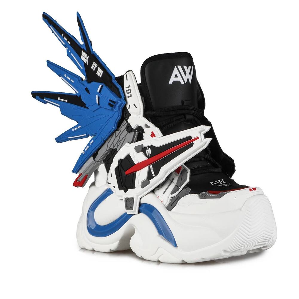 Anthony Wang Anime Gundam Mech Blue & White Y2K Chunky Platform Sneakers Sz 8